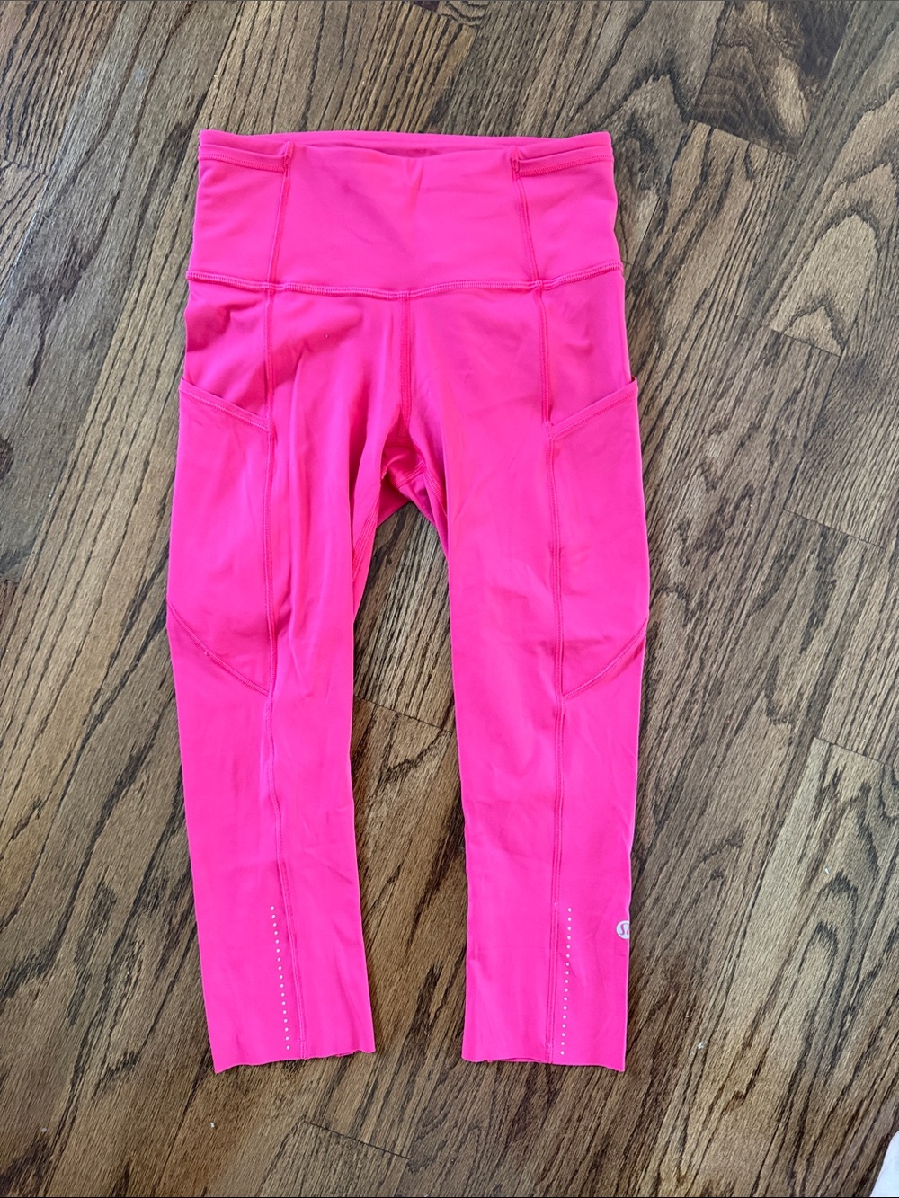 Lululemon Hot Pink Active cropped fast and free Leggings with Side Pockets